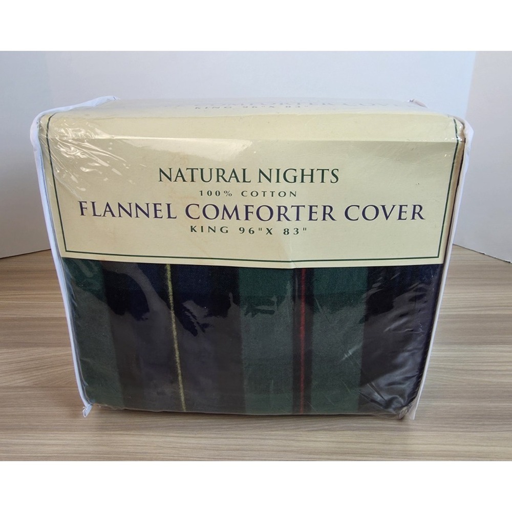Natural Nights Classic‎ Plaid King Size Duvet Cover Cotton Made in Portugal NEW